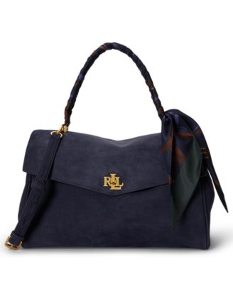 Farrah Suede Scarf Trim Medium Soft Satchel Handbag