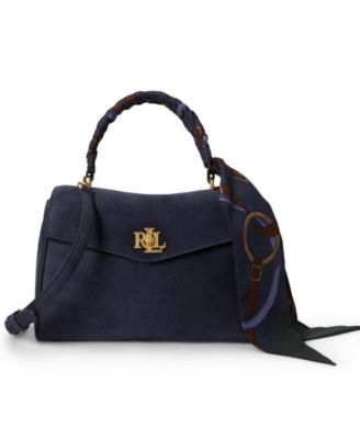 Farrah Suede Scarf Trim Small Soft Satchel Handbag