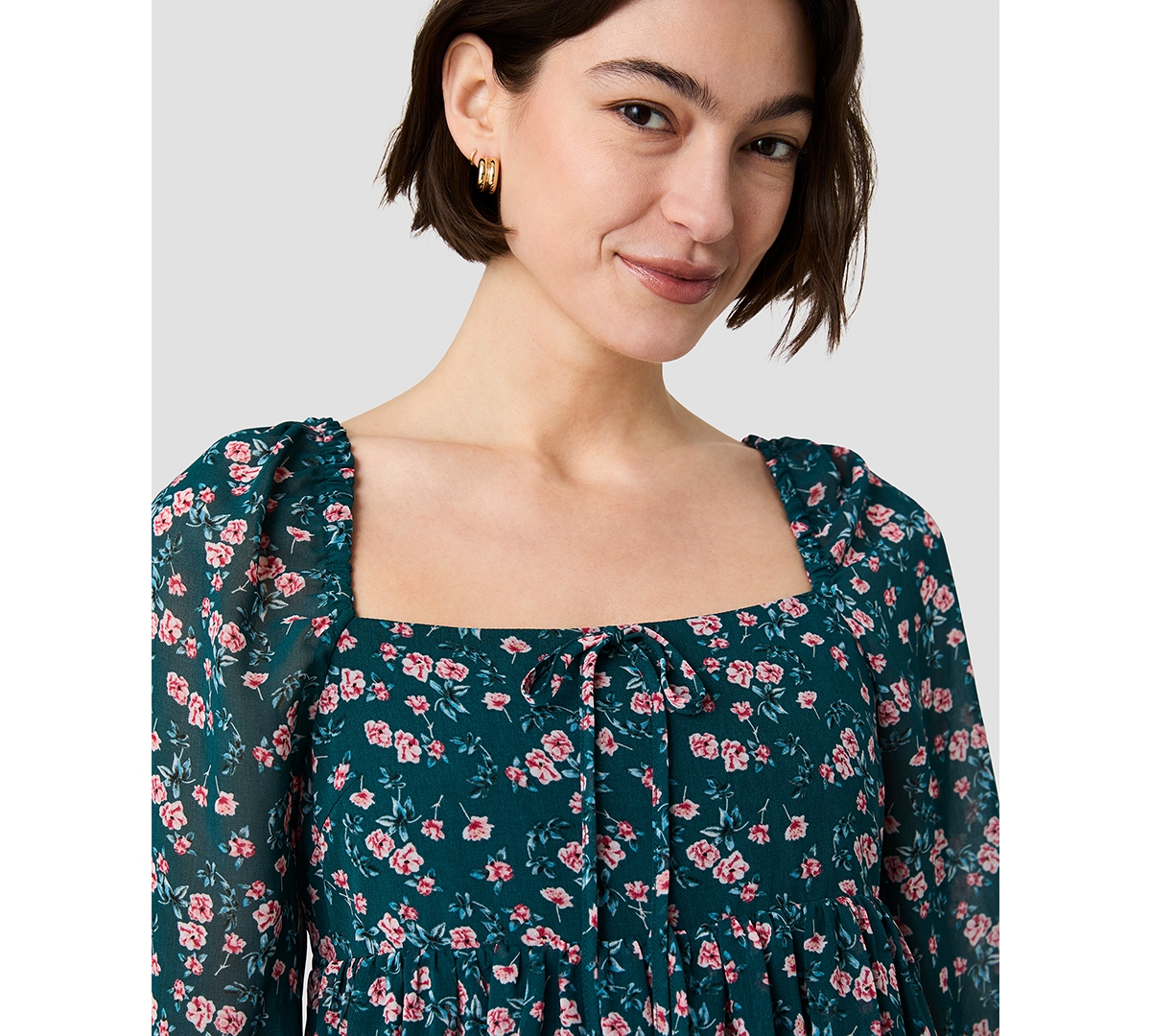 French Connection Women's Square Neck Fitted Bodice Flare Mini Dress