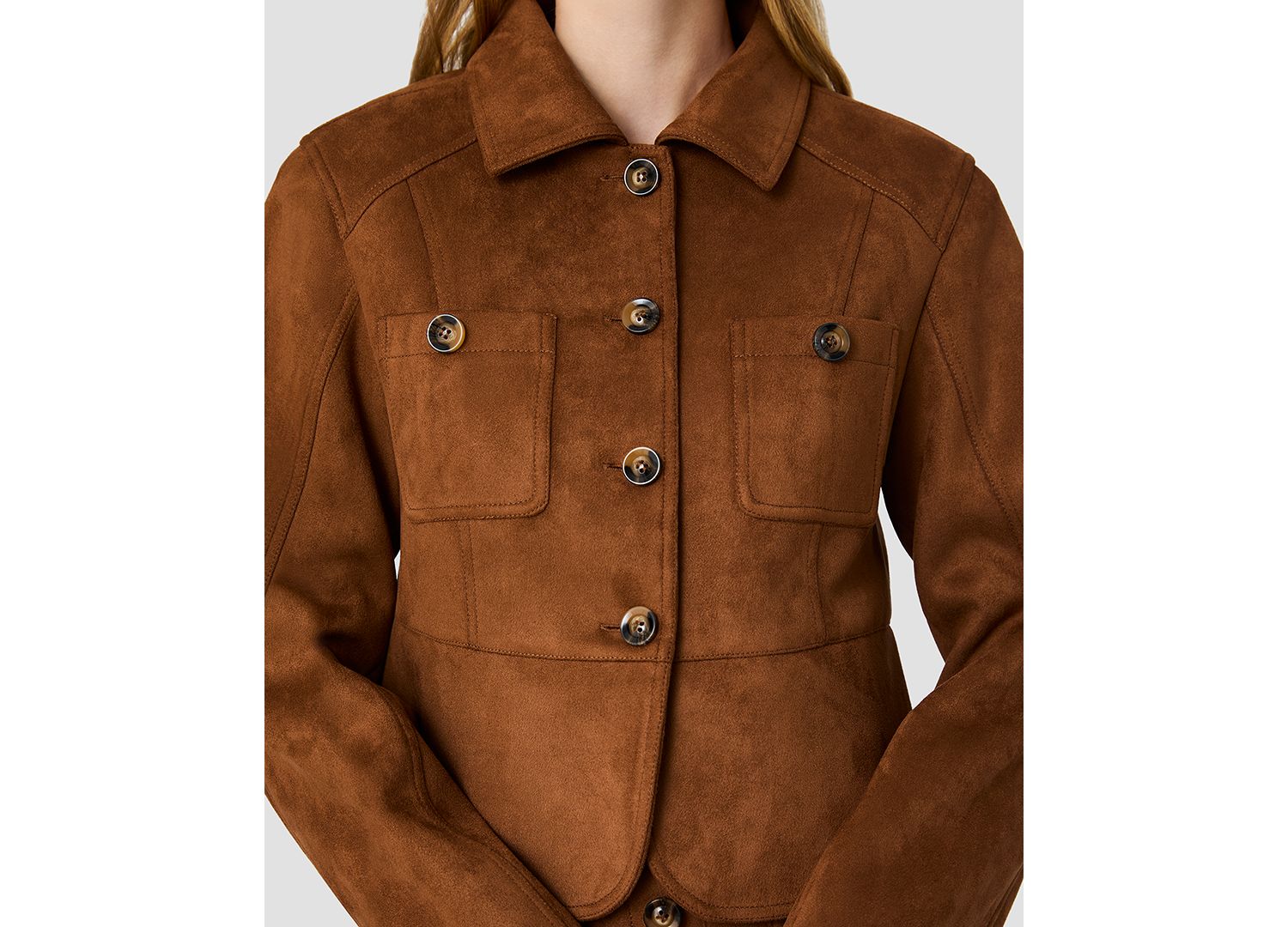 Women's Collared Button-Front Tailored Jacket