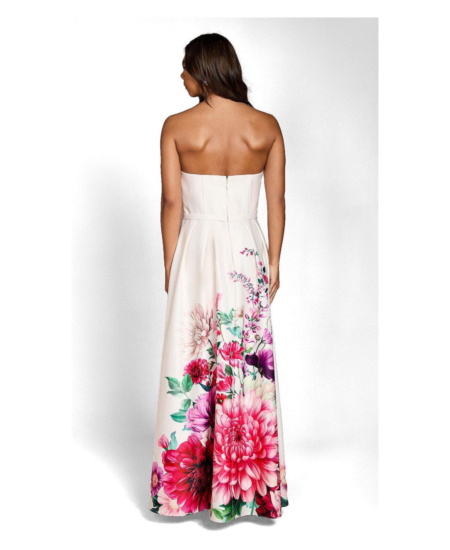 Women's Wired Bandeau Border Print Maxi Dress