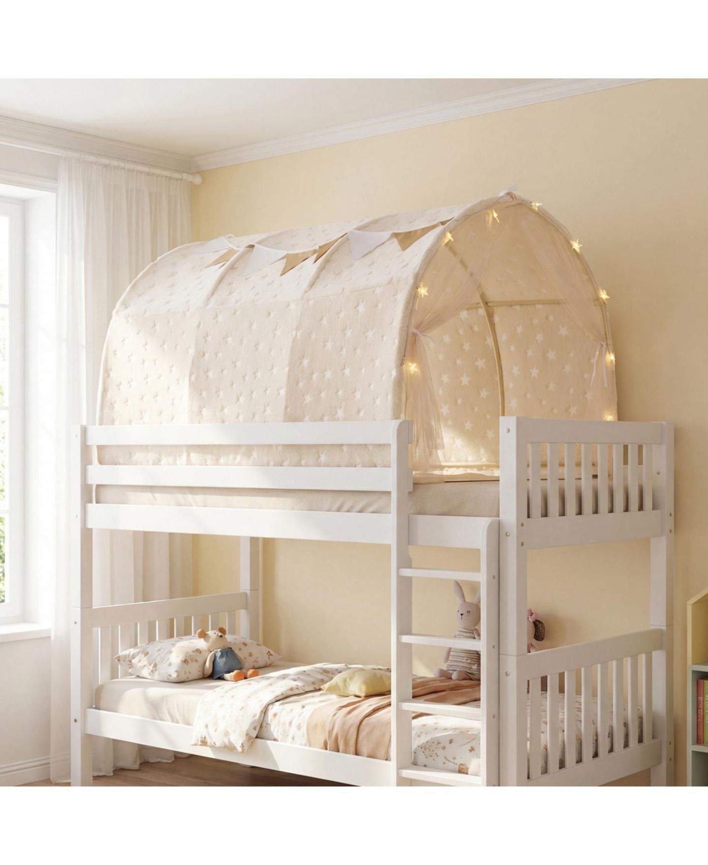 Детская игрушка Slickblue Dream Glow-in-the-Dark Stars Twin Bunk Bed Tent Canopy, Ages 3+, цвет: Бежевый — фото 7