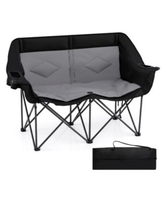 Double Camping Chair for Two with Cup Holders and Glass Racks