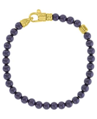 Men's 18k Yellow Gold-Plated Geometric Onyx Bracelet