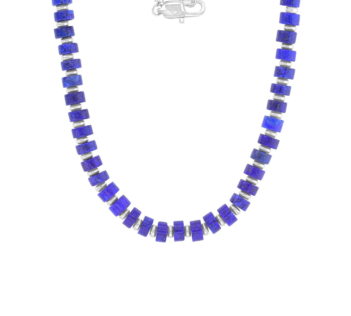 Quiksilver Men's Platinum-Plated Steel Lapis Polished Beads Necklace