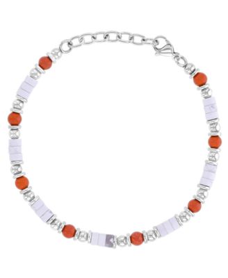 Quiksilver Mens Platinum-Plated Red Marble Bracelet - PlatinumOrange 95$