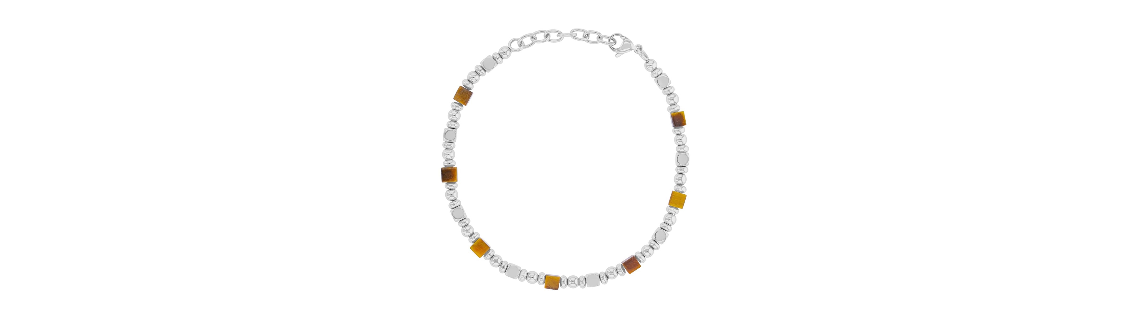 Quiksilver Men's Platinum-Plated Steel Tiger Eye Square Bracelet