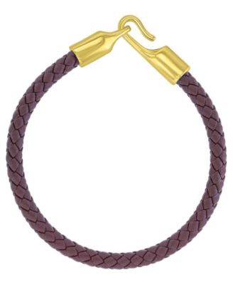 Men's 18k Gold-Plated Hook Leather Bracelet