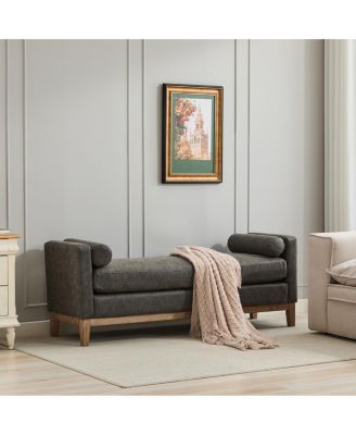 66.34''W Upholstered End of Bed Bench with Wood Frame and 2 Bolsters PU