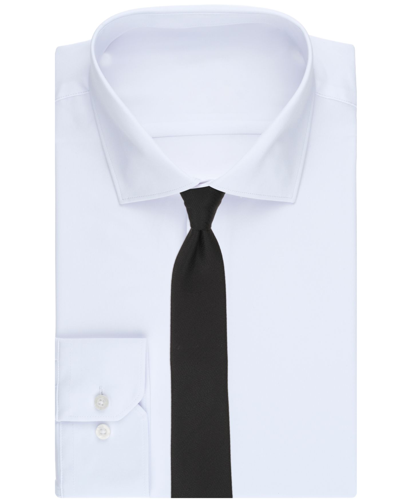 Мужской галстук Alfani Atlas Chevron Solid Slim Tie, цвет: Чёрный — фото 3