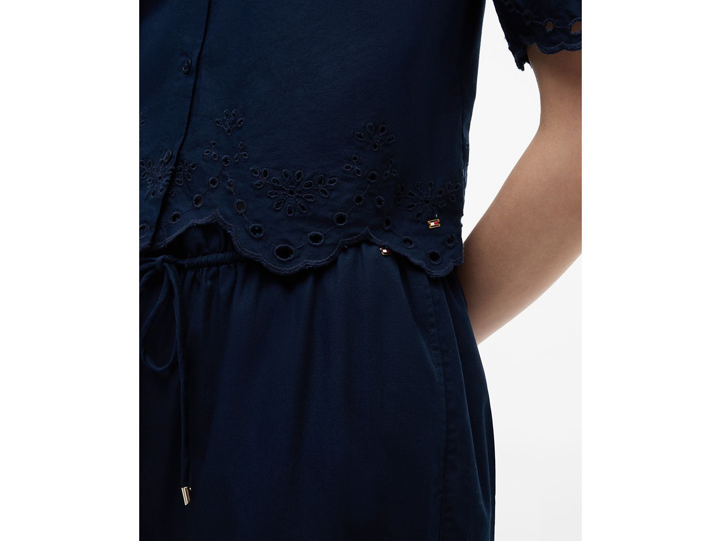 Женские брюки Tommy Hilfiger Cotton Broderie Straight-Leg Ankle, цвет: Тёмный Ночной — фото 3