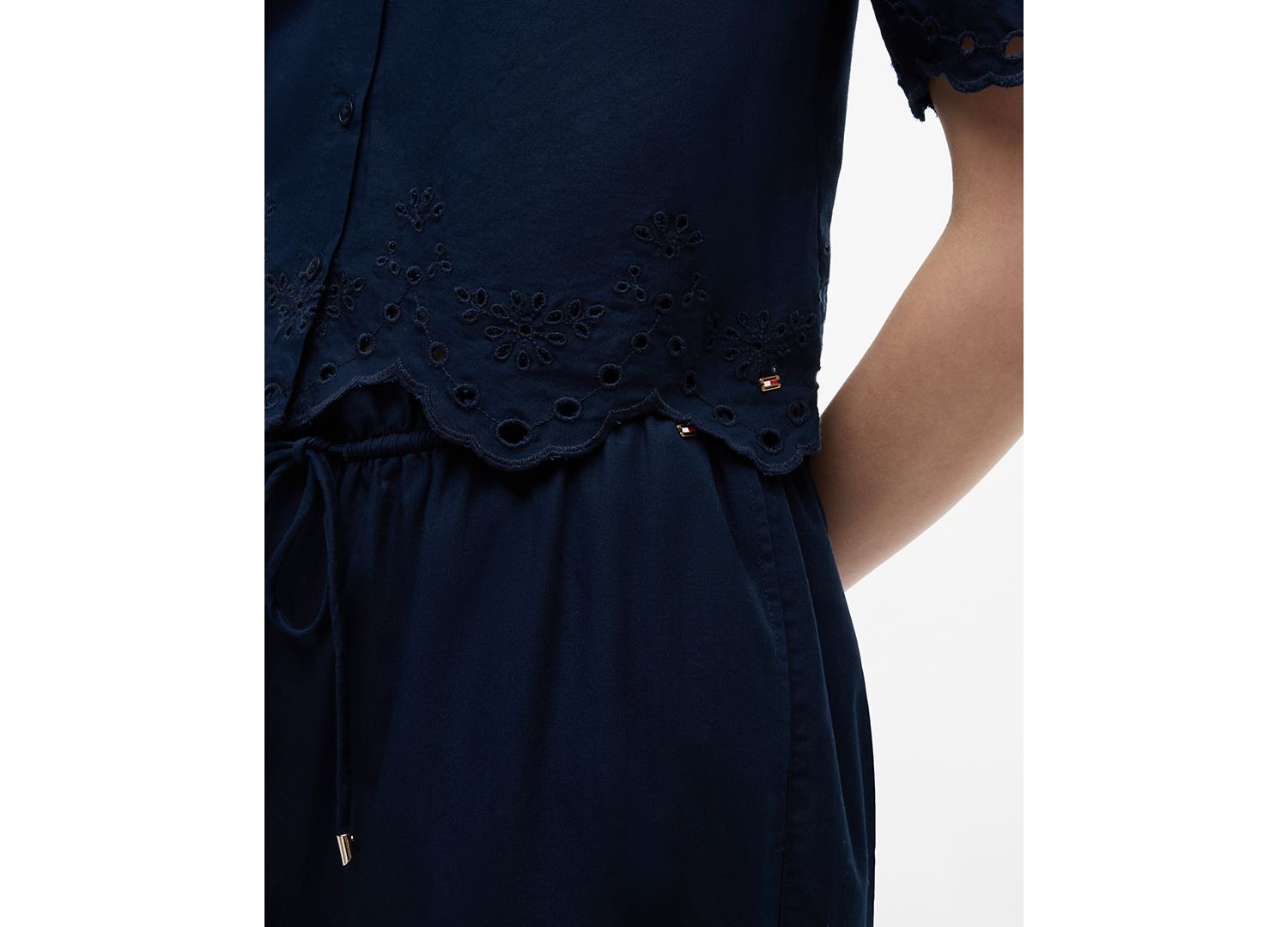 Women's Cotton Broderie Straight-Leg Ankle Pants