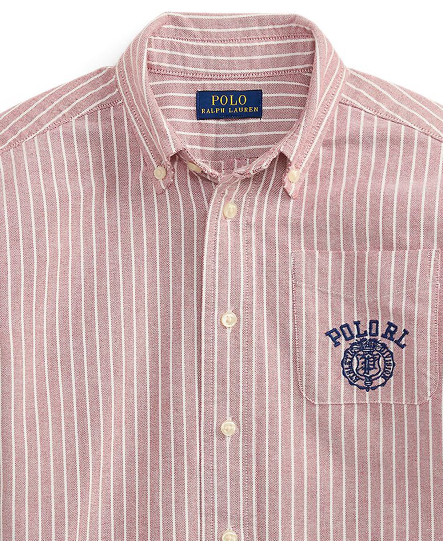 Рубашка Polo Ralph Lauren Striped Cotton Oxford Shirt для мальчиков, цвет: Бордовый белый — фото 3