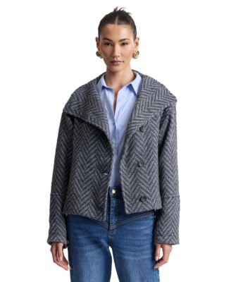 Women's Short Funnel Neck Wool Coat