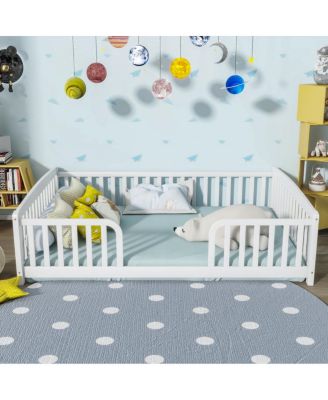 Full Size Floor Fence Bed with Guardrails