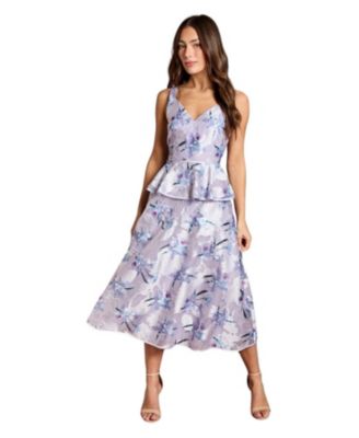 Women's Satin Jacquard Midi Dress