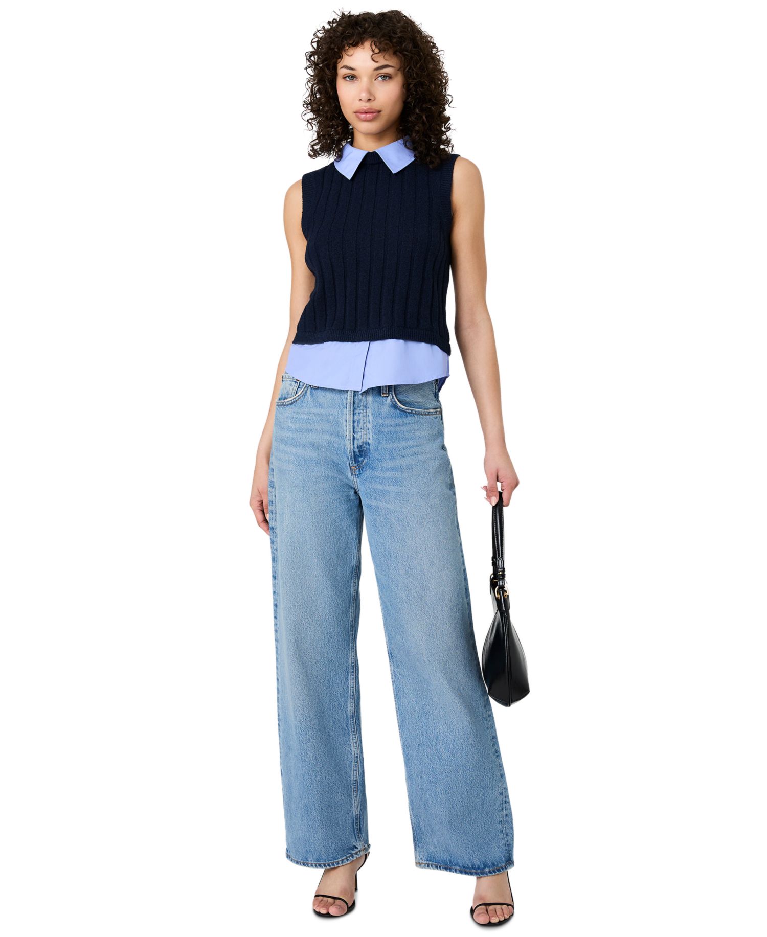Women's Sleeveless Collared Keyhole Top