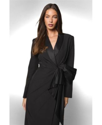 coast black satin dress One Shoulder Satin Maxi Bridesmaid Dress With Gold Trim