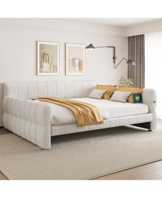  King Size Upholstered Platform Bed with USB