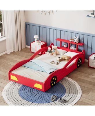 Wooden Race Car Twin Bed with Wheels