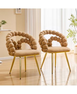Modern Velvet Bubble Back Dining Chairs with Gold Legs