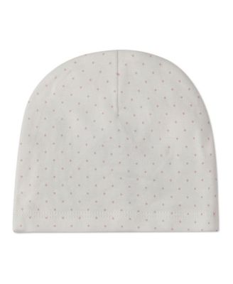 Baby Girls 1M - 6M "Put A Bow On It" 100% Cotton Polka Dot Knit Beanie