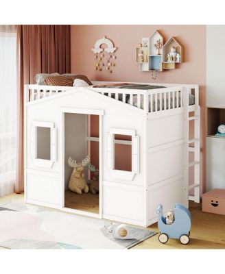 Full Size House Loft Bed With Ladder