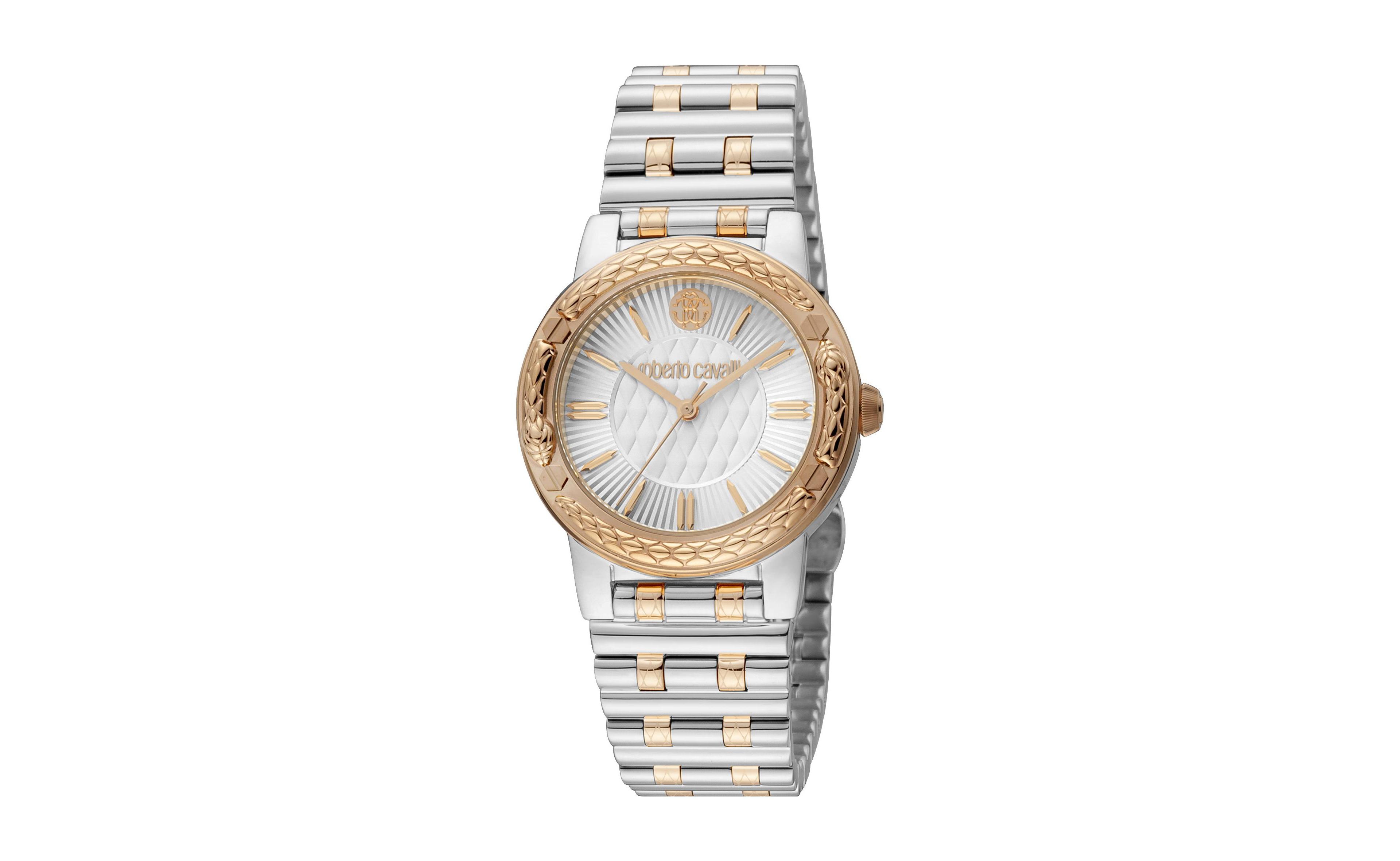 Roberto Cavalli Women Snake Core Quartz Two Tone Stainless Steel Bracelet Watch