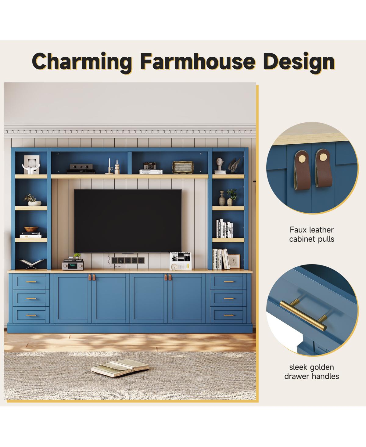 Streamdale Furniture 102.3''W 4-Piece Farmhouse Entertainment Center Wall Unit