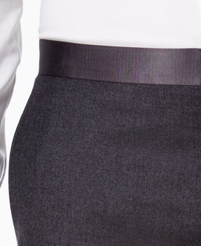 Ryan Seacrest Distinction Men's Modern Fit Gray Flannel Tuxedo Pants