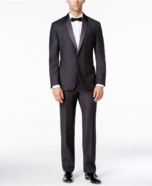 Ryan Seacrest Distinction Men's Modern Fit Gray Flannel Tuxedo Jacket ...