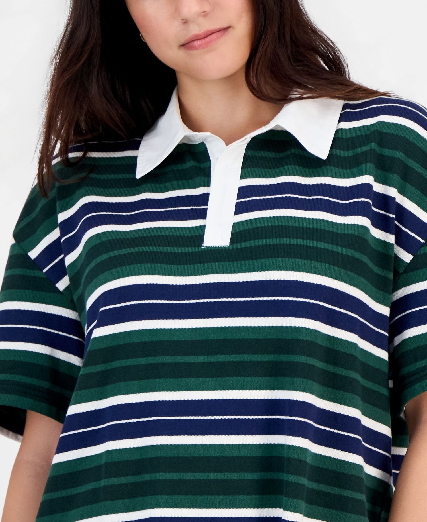 Women's Short-Sleeve Lace-Trim Rugby Dress