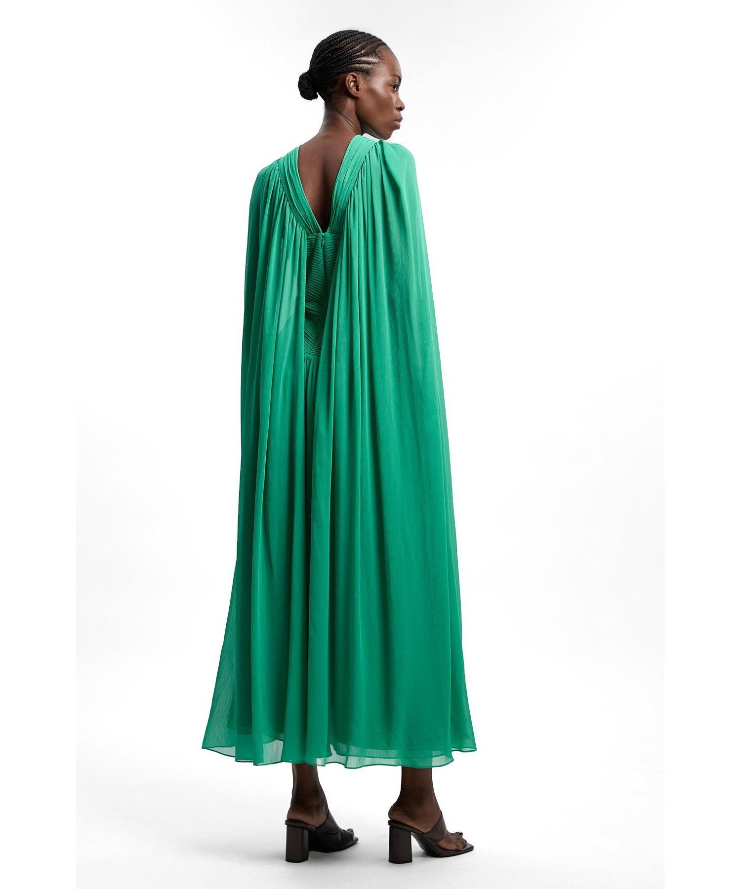 Women's Halter Cape Maxi Dress