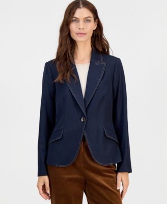 Women's Denim Single-Button Blazer