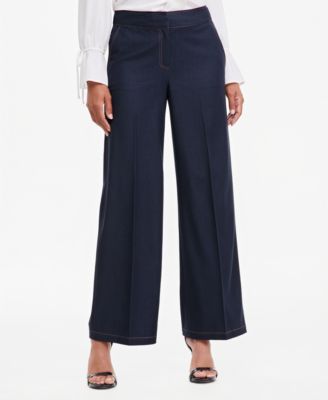 Women's Wide-Leg Mid-Rise Denim Pants, 31" Inseam