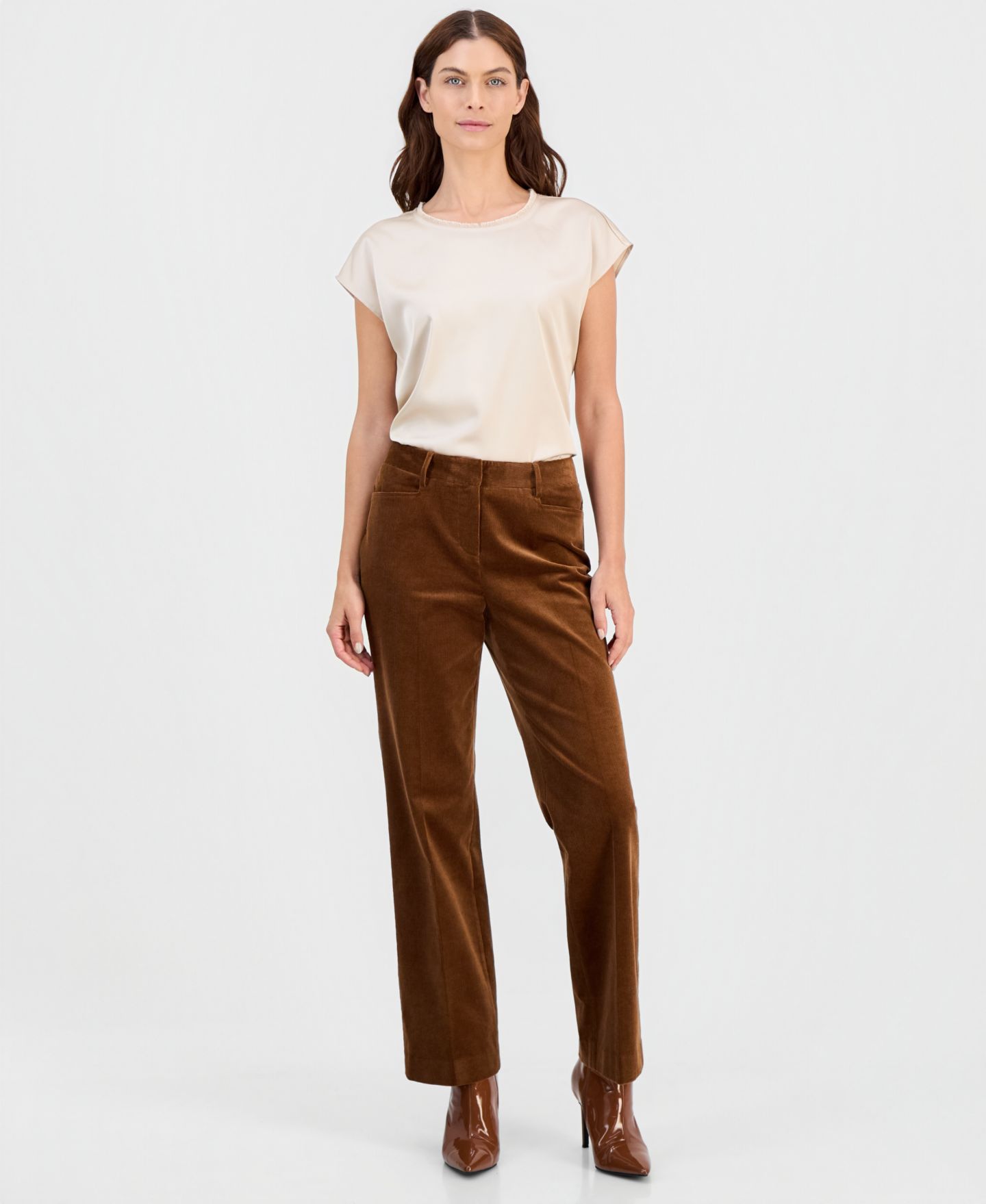 Женские брюки Tahari ASL Corduroy Flare, цвет: Светло-коричневый — фото 4