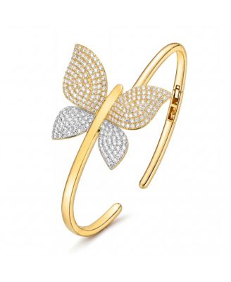 Gold Plated Bendable Cubic ZIrconia Butterfly Garden Bracelet