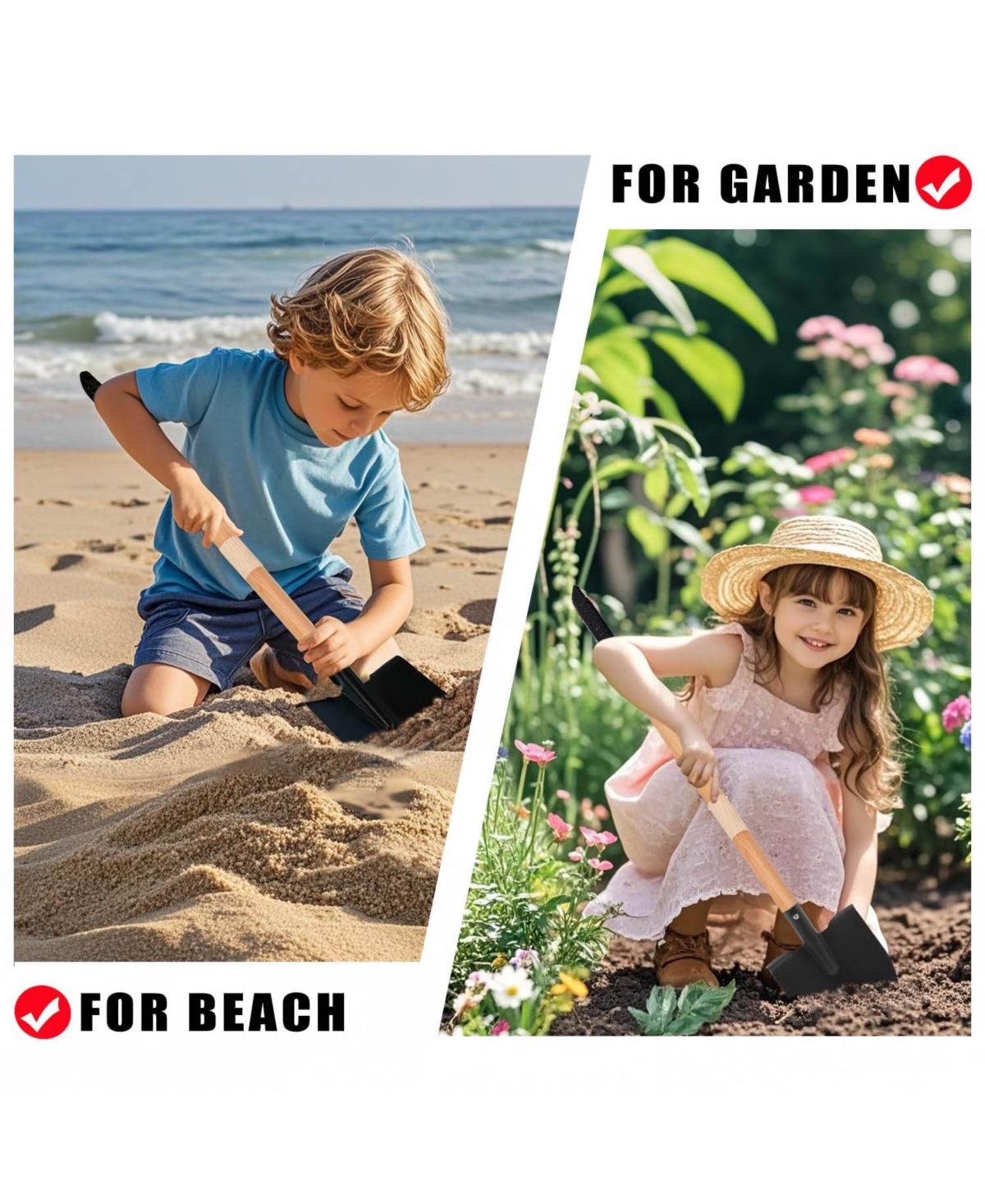 Xdovet Rake Shovel Set Metal Head Wooden Handle Gardening Gifts Kids
