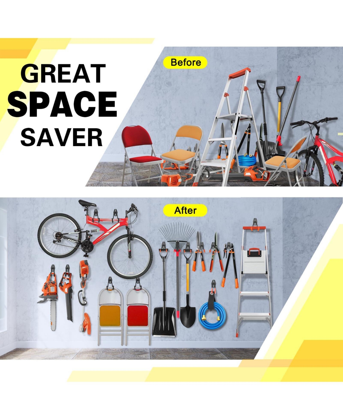 Xdovet Heavy Duty Wall Mounted Storage Hooks for Tools Ladders Bikes Ropes Bulk Items