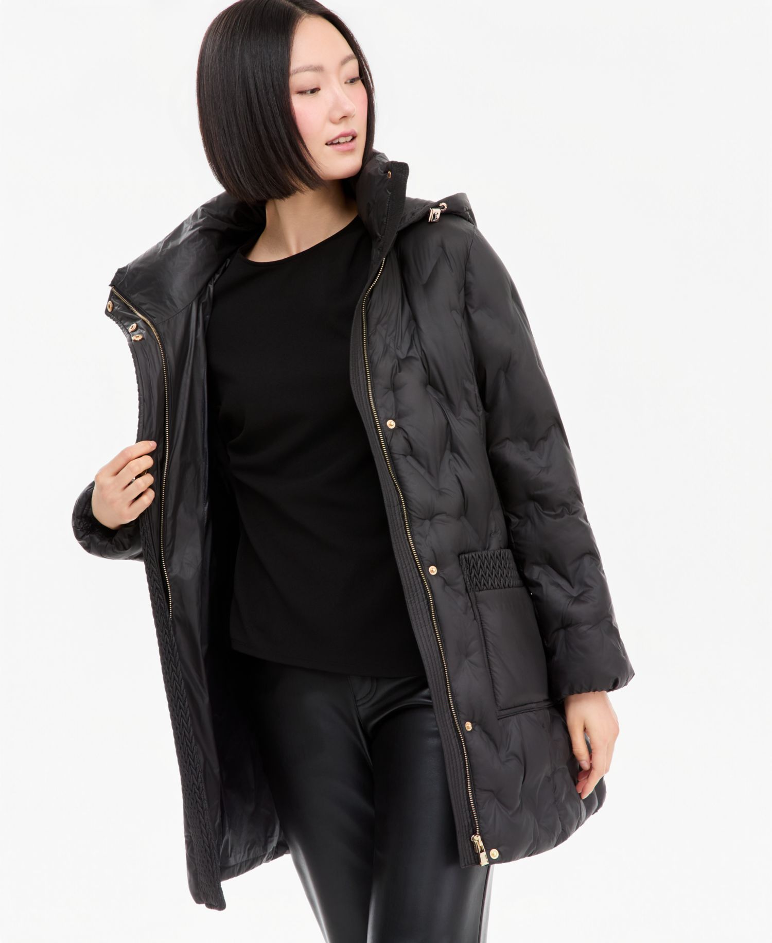 Women's Hooded Quilted Belted Puffer Coat