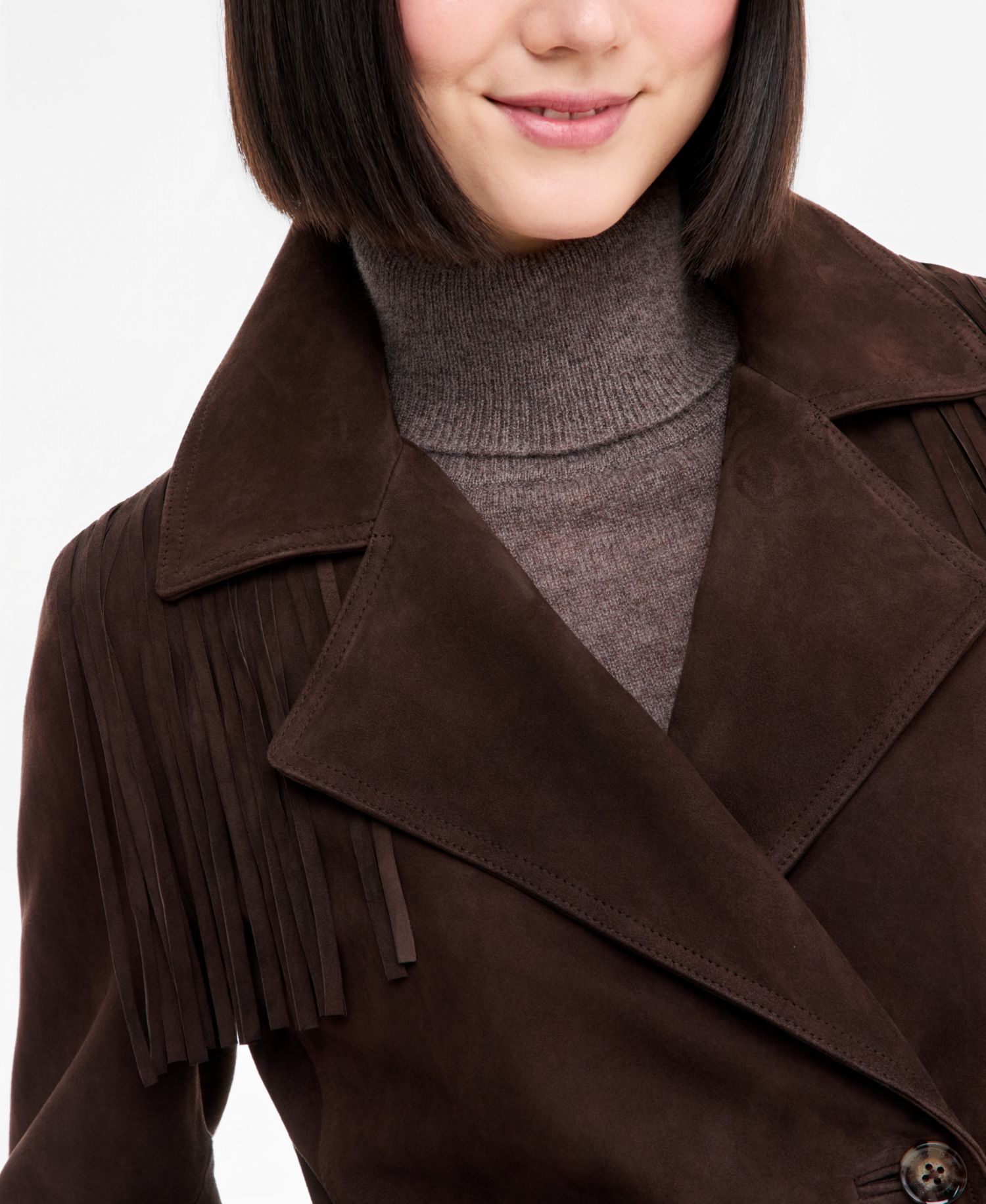 Women's Suede Trench with Fringe Coat