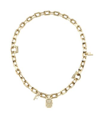 Men's Charm Necklace IP Yellow Gold Stainless Steel Watch 16.6mm