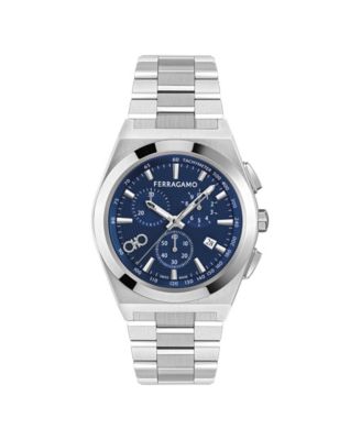 Men's Vega Upper East Chrono Silver Stainless Steel Bracelet Watch 42mm