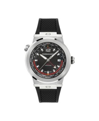 Men's F-80 GMT Worldtime Black Stainless Steel Bracelet Watch 43mm