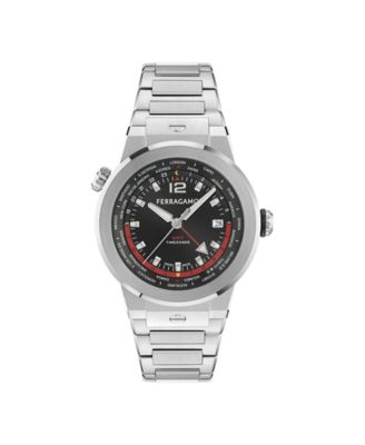 Men's F-80 GMT Worldtime Silver Stainless Steel Bracelet Watch 43mm
