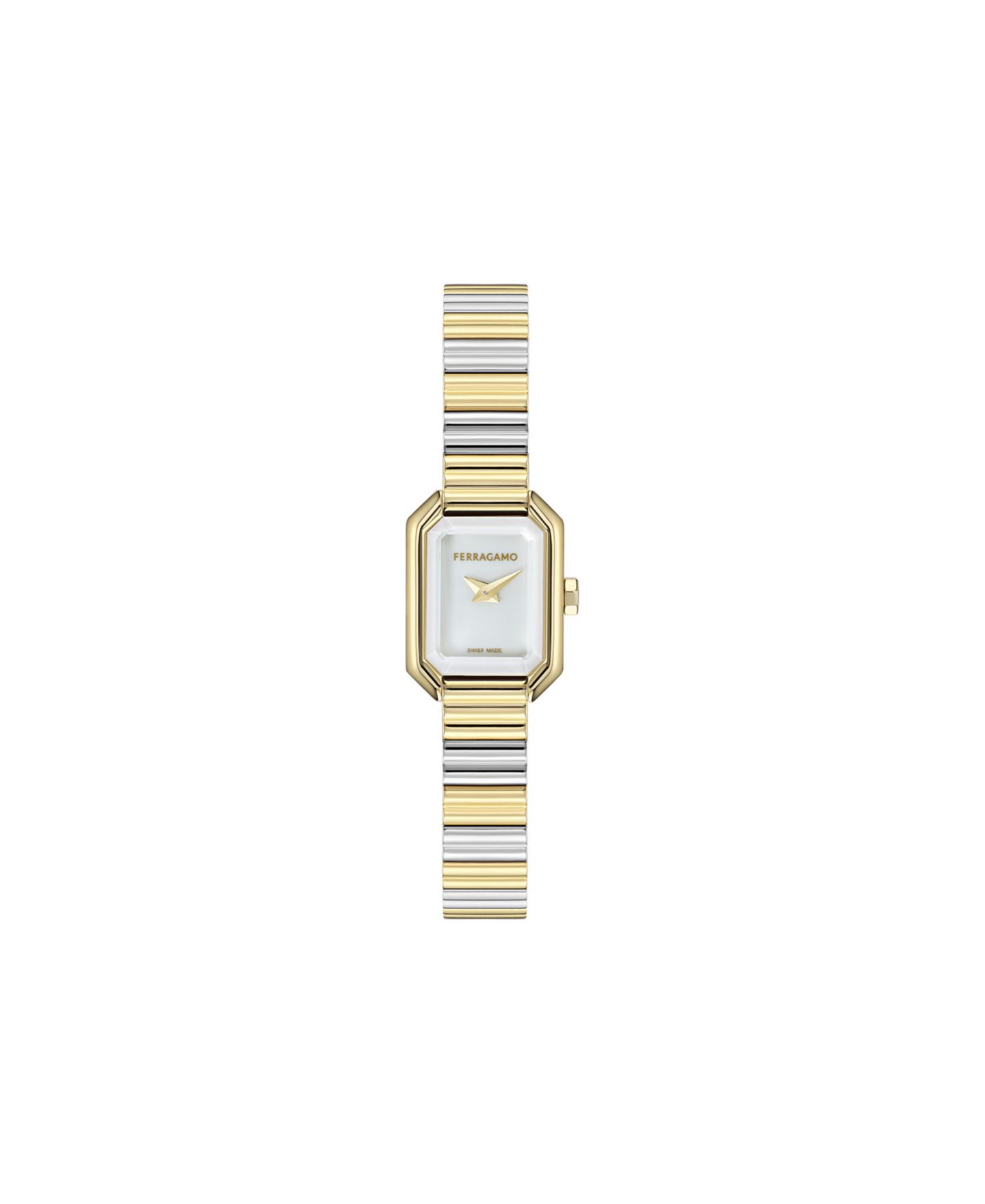 Женские часы Ferragamo Crystal Petite Two-Tone Stainless Steel Bracelet Watch 15mm x 20mm — фото 1