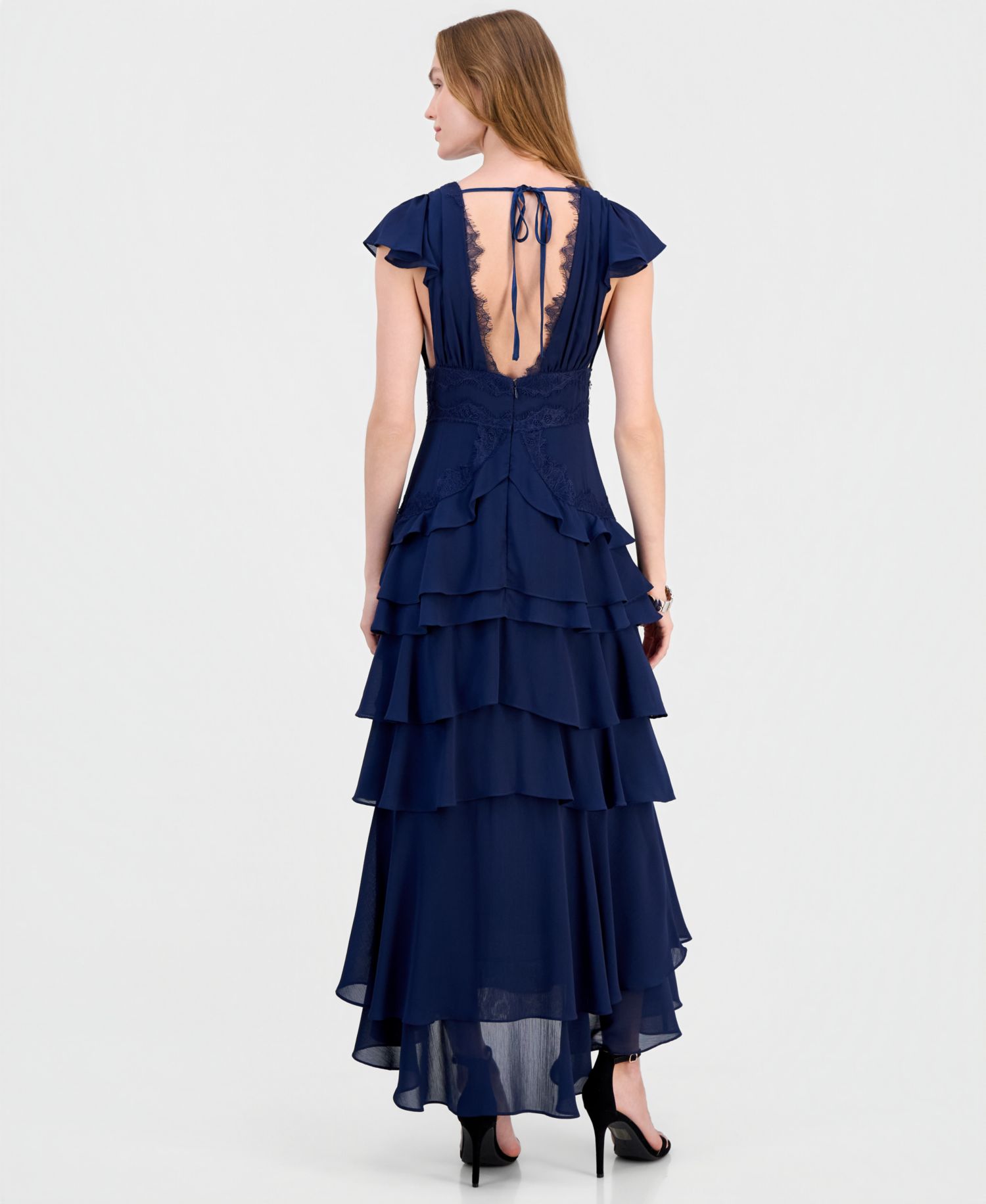 Sai V-Neck Short-Sleeve Tiered Midi Dress