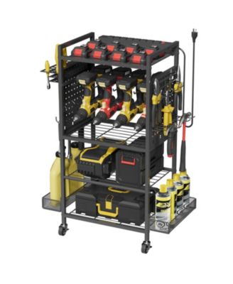 Power Tool Organizer Cart Charging Station Rolling Storage Drill Holder