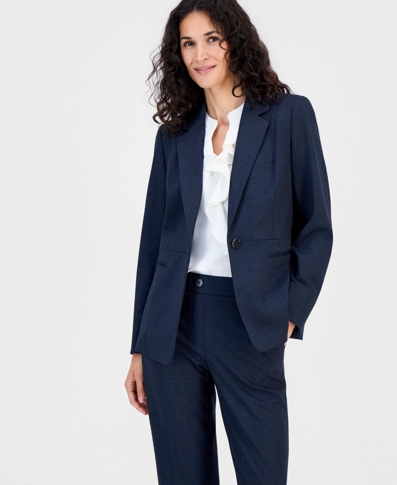 Women's Faux-Fly Pull-On Straight-Leg Pants