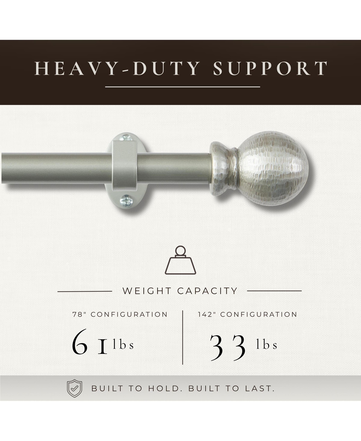Threadmade Home Farmhouse Ball 3/4-Inch Adjustable Decorative Single Curtain Rod with Globe Finials